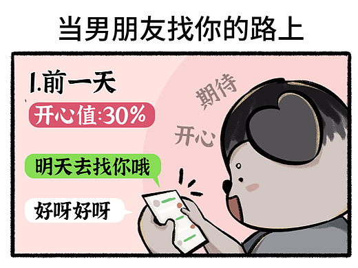 Day56四格漫画|男朋友找你的路上