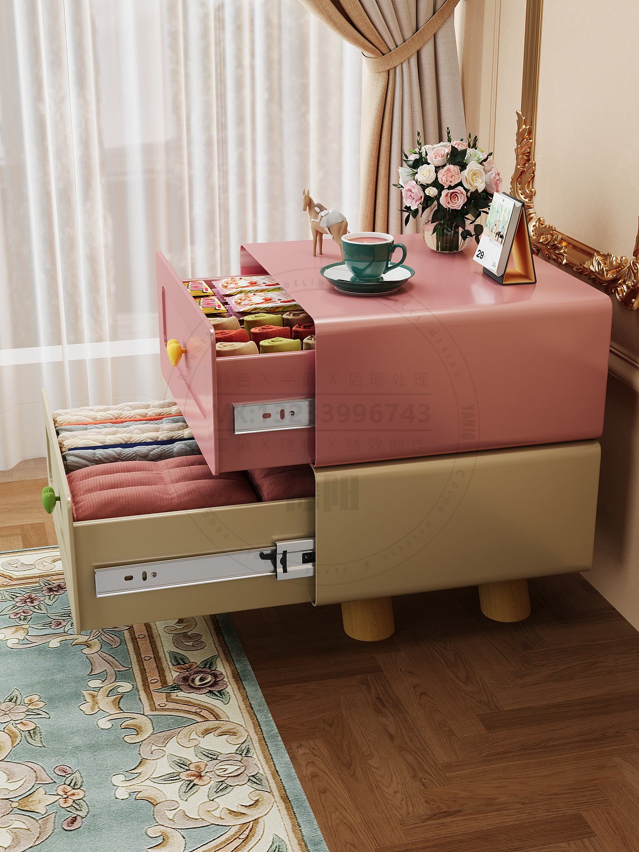 钢木结合多功能储物柜