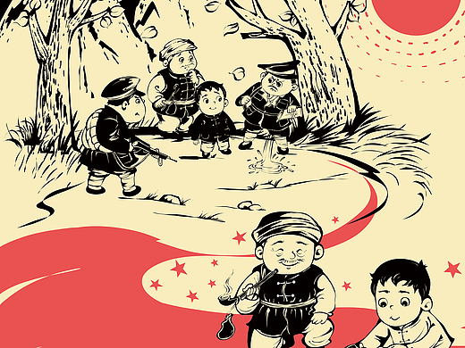 闪闪红星小英雄的故事》封面内文图（个人主页-ZNzE4MjE4MDQ=） - 儿童插画 - 站酷设计师吕秋梅儿童插画原创素材 - 站酷ZCOOL