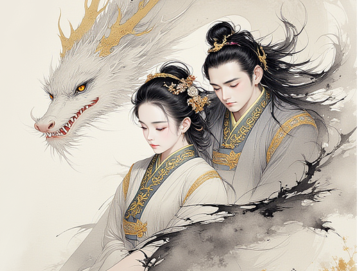 深海留白的AI构图学：华丽服饰与龙鳞光影的层次渲染工程