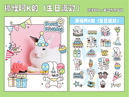搞怪阿K的生日派对x美图秀秀贴纸设计