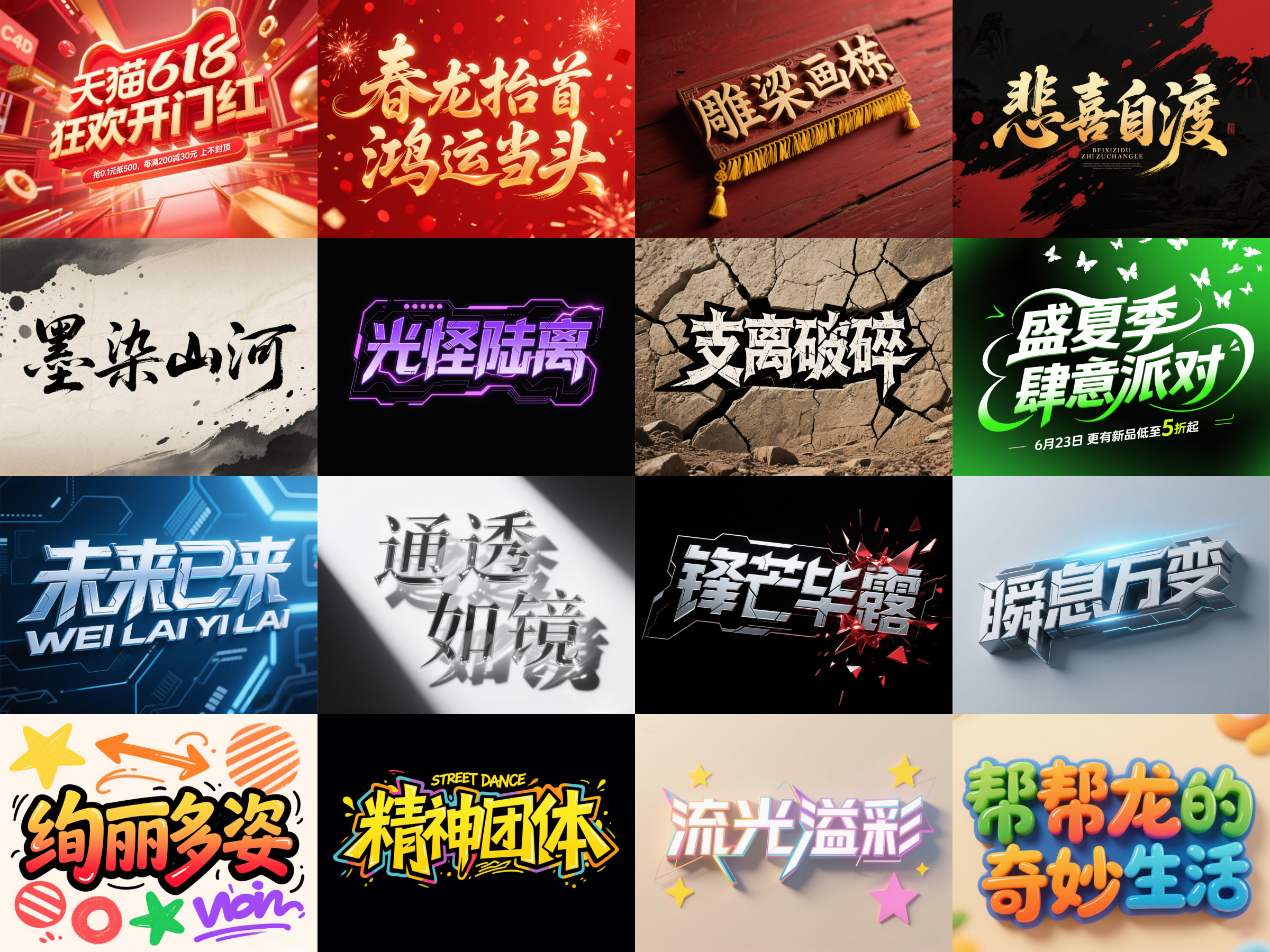 万字拆解丨奶奶看了都会的AI中文字体生成技巧（100+提示词案例）（图ZMTUwNzY1MzI=） - 教程 - 站酷设计师言川Artie原创素材 - 站酷ZCOOL