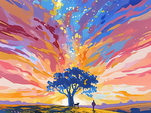 《树影、星辰与一人一犬的时光》