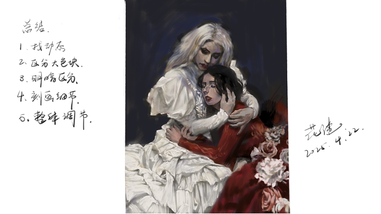 板绘厚涂不同颜色的美女姐姐