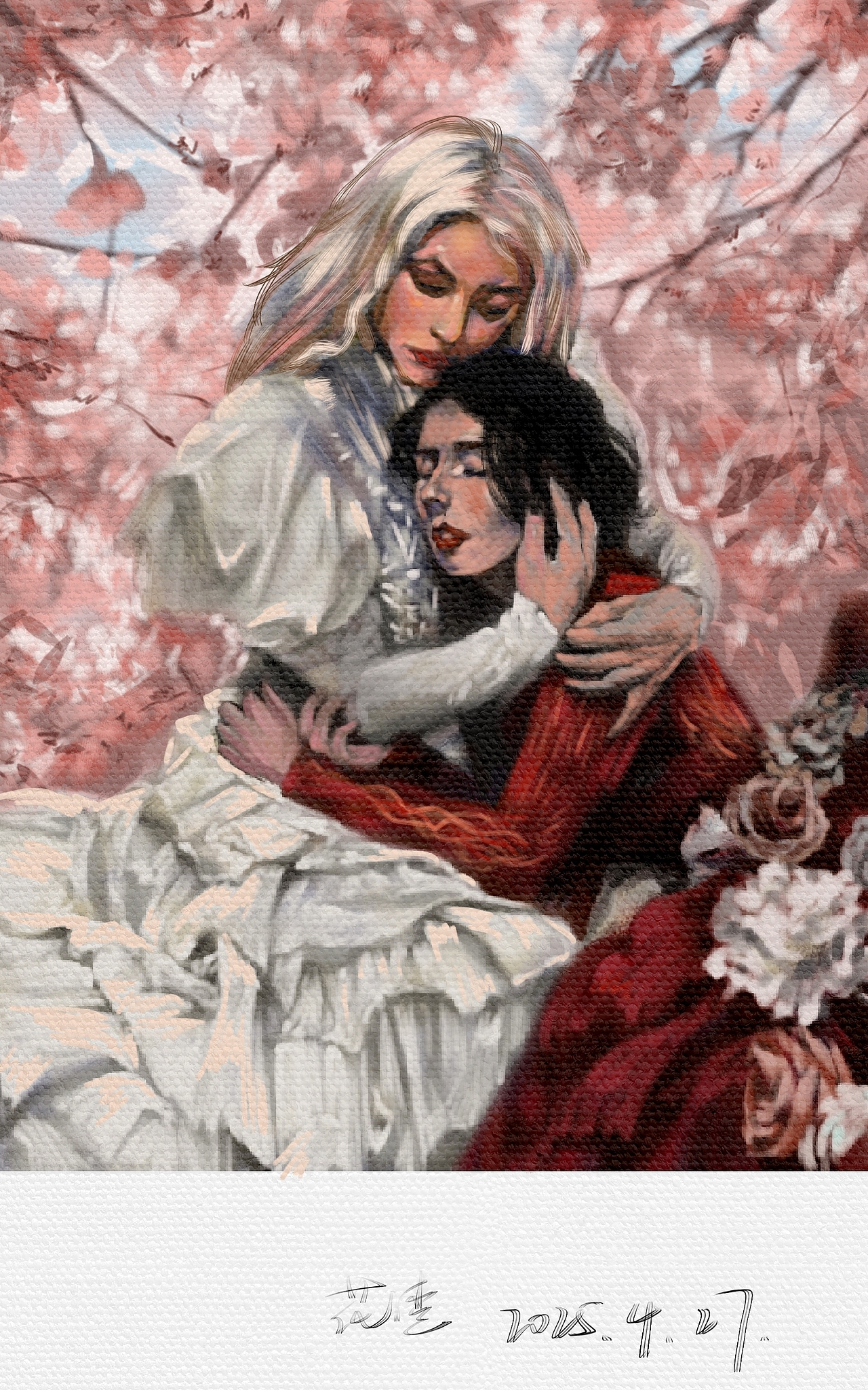 板绘厚涂不同颜色的美女姐姐