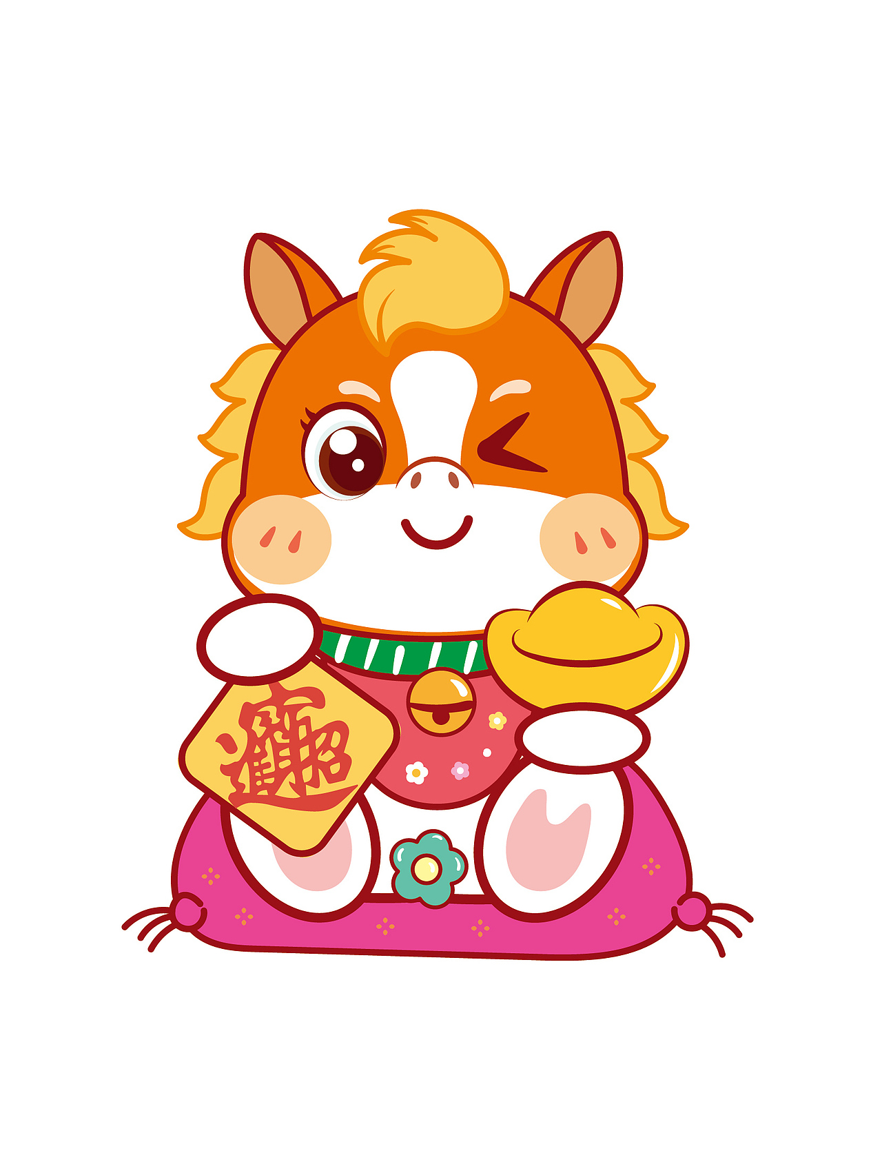 马卡通可爱插画新年喜庆插画图片设计表情包