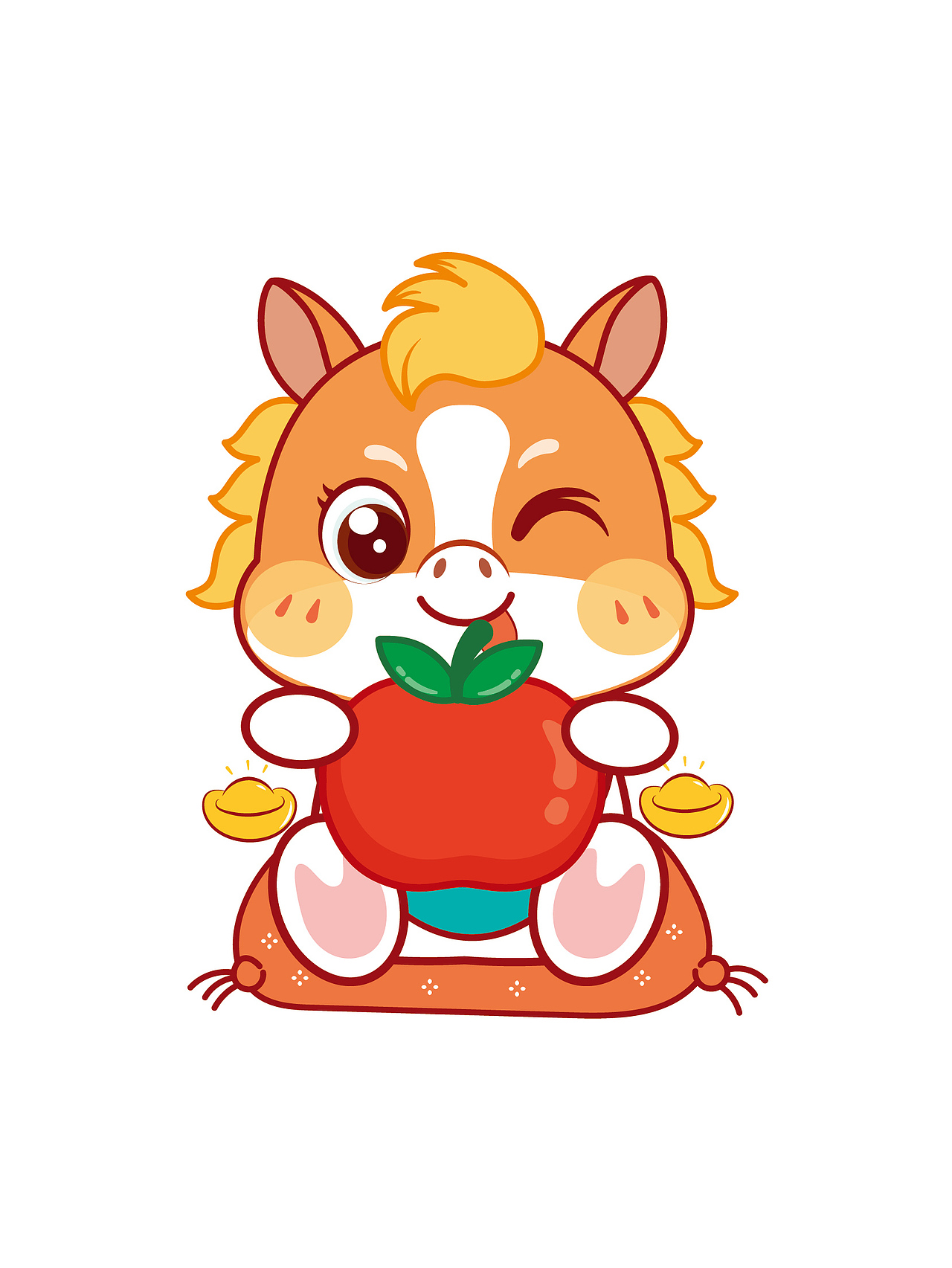 马卡通可爱插画新年喜庆插画图片设计表情包