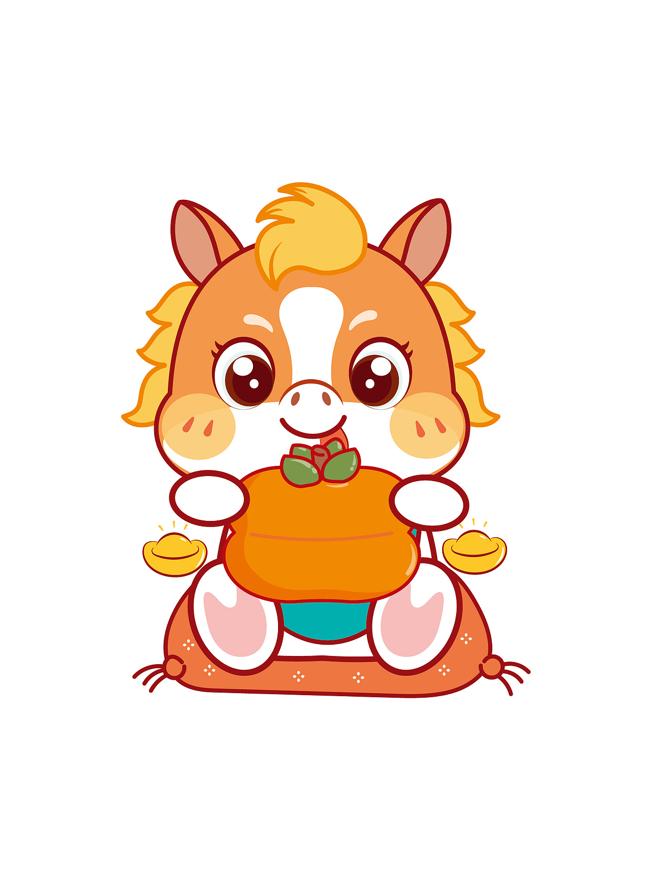 马卡通可爱插画新年喜庆插画图片设计表情包