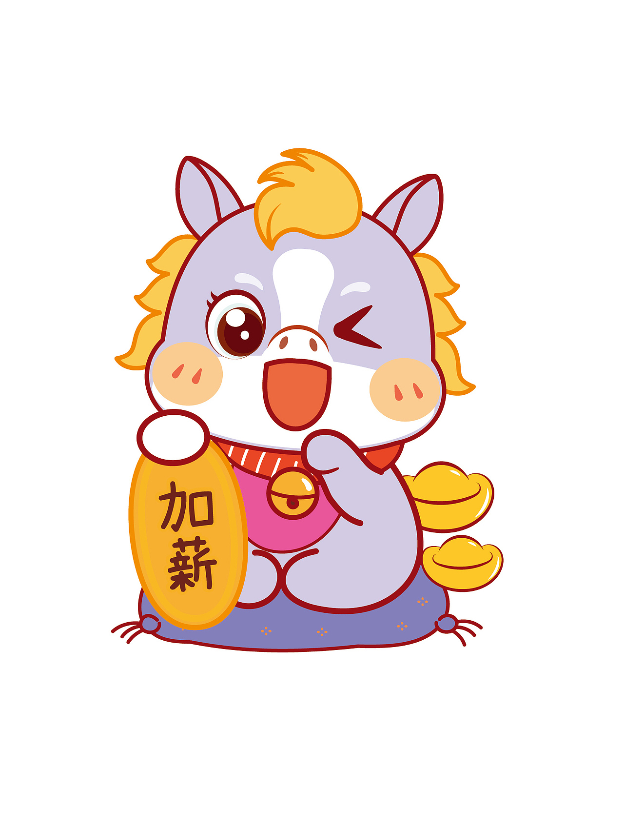 马卡通可爱插画新年喜庆插画图片设计表情包