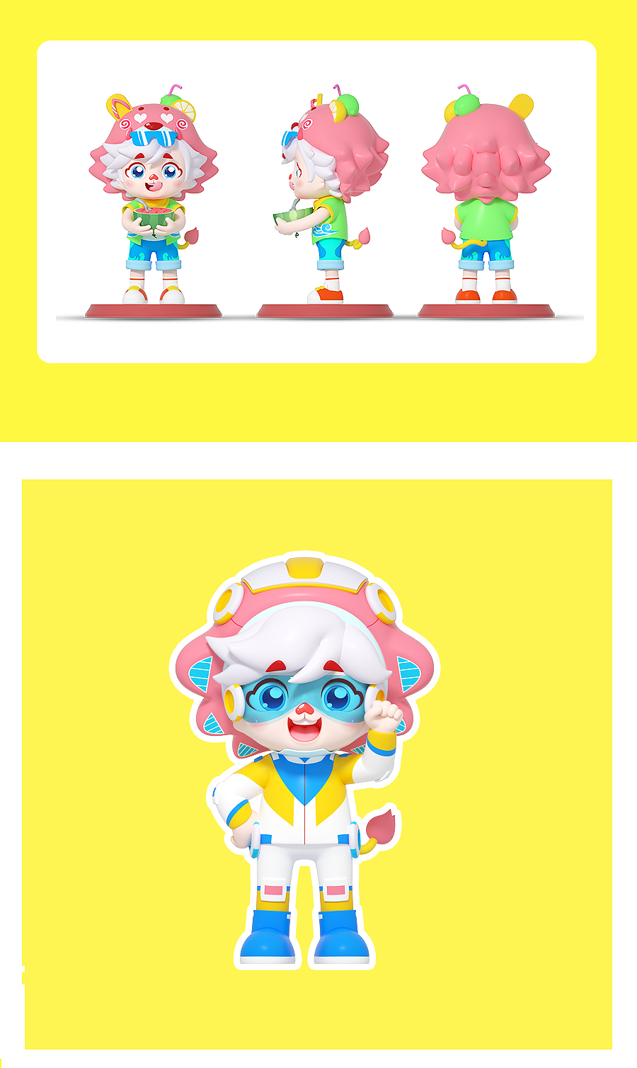 卡通ip形象吉祥物常规三视图3d三维动漫人物三视图设计