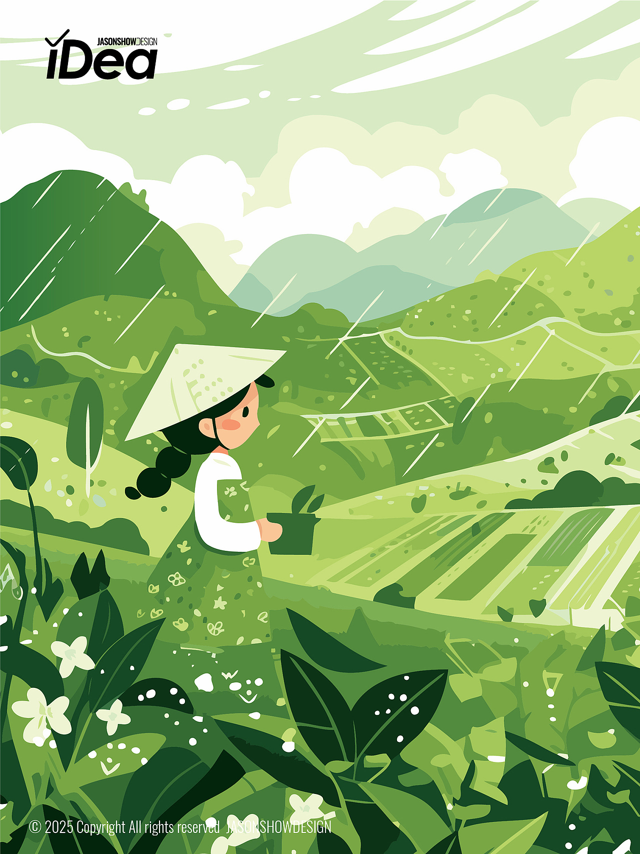 山野春雨节气海报矢量插画（图ZMzg5ODMzNzA4） - 艺术插画 - 站酷设计师jasonshow原创素材 - 站酷ZCOOL