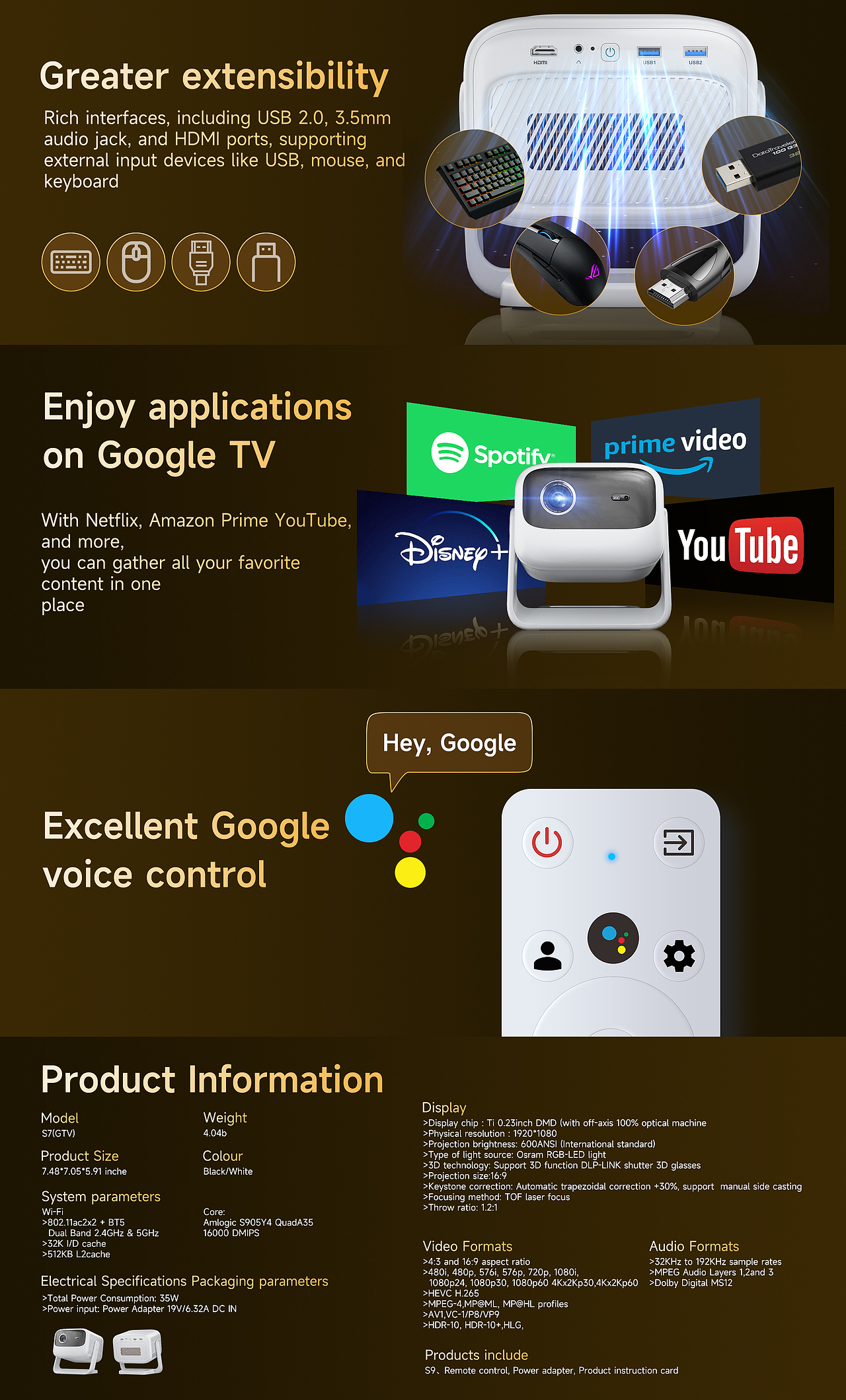 a+详情 投影仪,4天产品渲染+排版,4天又改版一个gtv