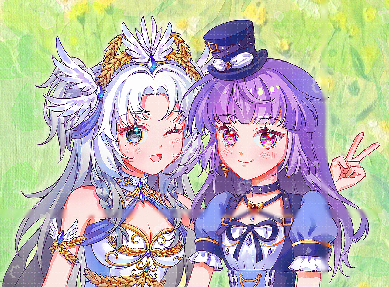 紫色系和白色系两女孩胸像稿