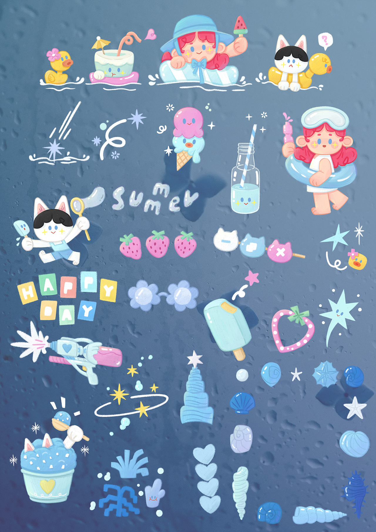 贴纸合集——小卷的度假日