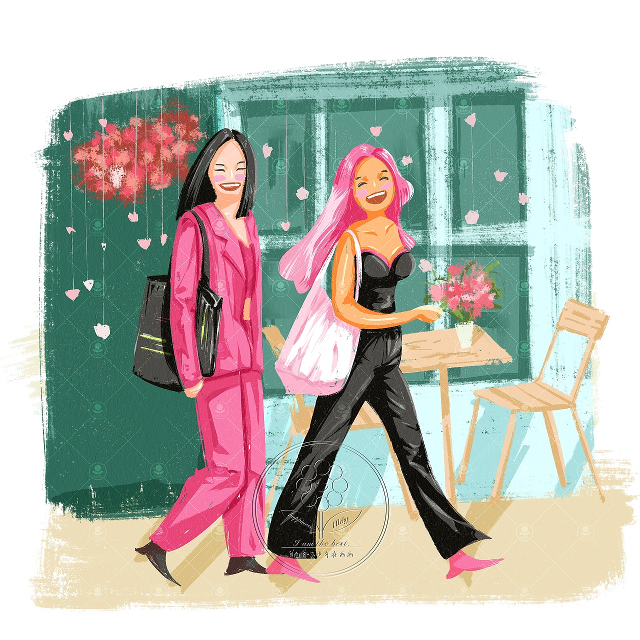 我们的春夏秋冬｜十二组水彩治愈系场景插画（可商用）