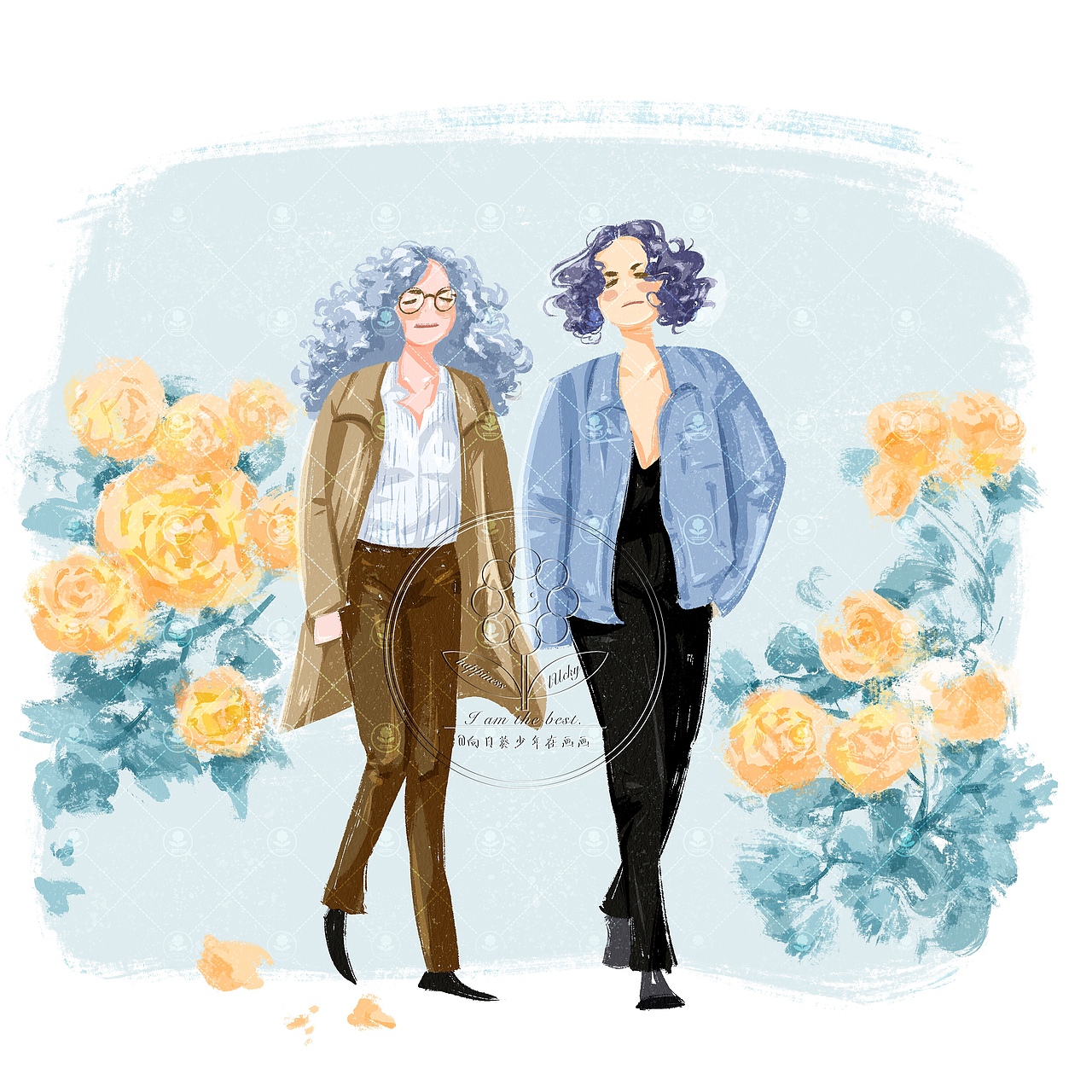 我们的春夏秋冬｜十二组水彩治愈系场景插画（可商用）