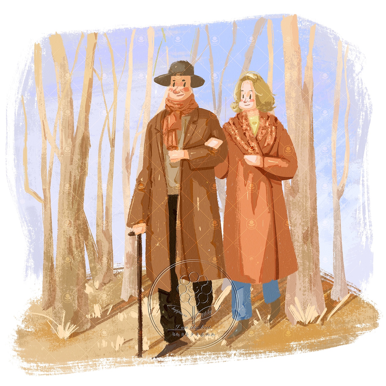 我们的春夏秋冬｜十二组水彩治愈系场景插画（可商用）