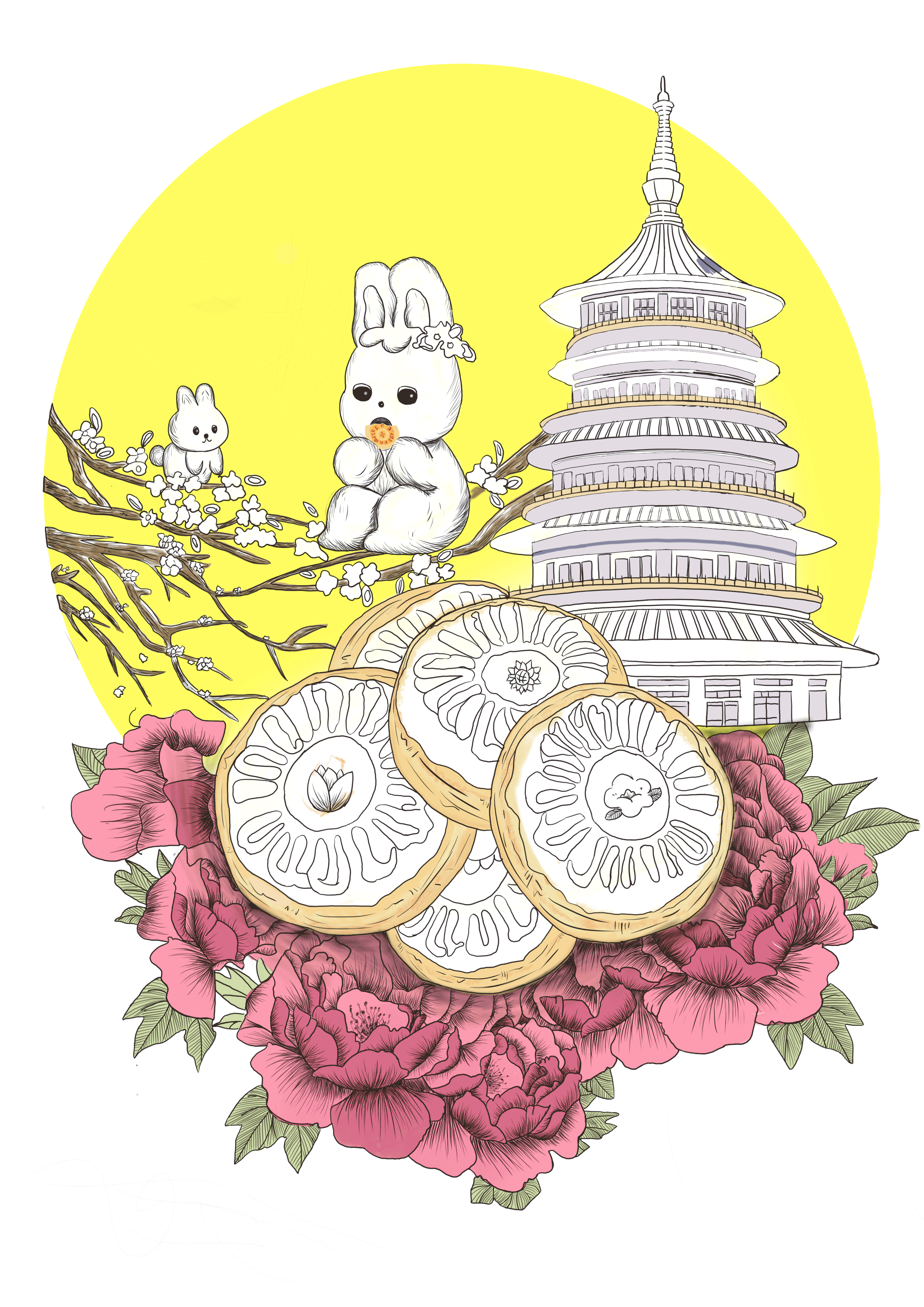 鲜花饼插画包装设计