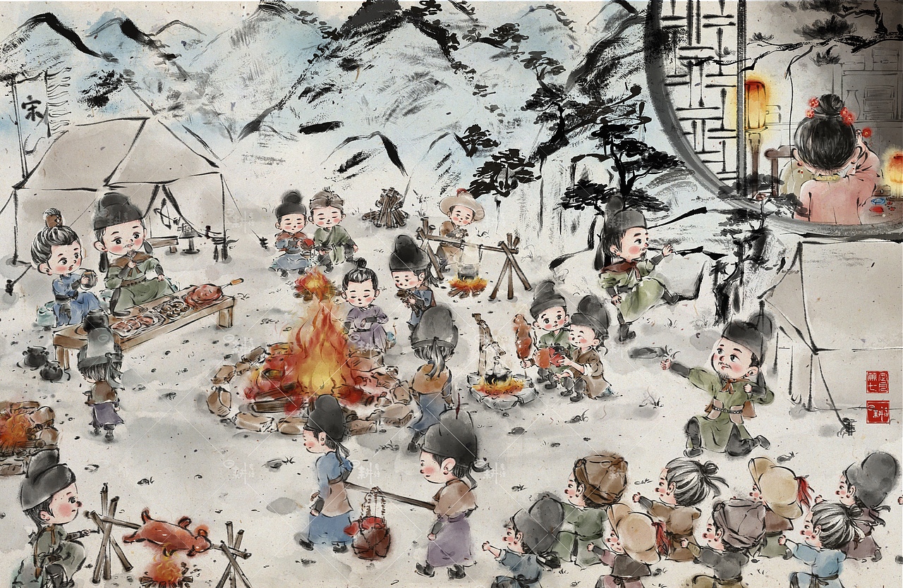 江城子.密州出猎之小轩窗 正梳妆…（图ZMzg5OTEyMTAw） - 儿童插画 - 站酷设计师JULY米粒原创素材 - 站酷ZCOOL