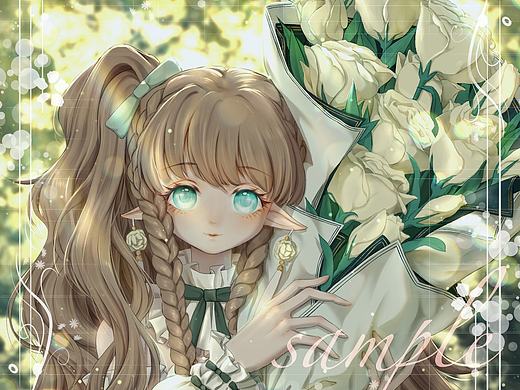 少女和洋桔梗花