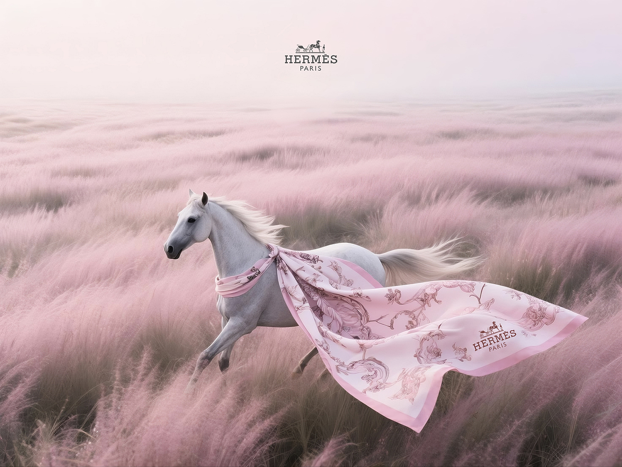100%AI广告摄影📷 爱马仕HERMÈS丝巾ai广告片