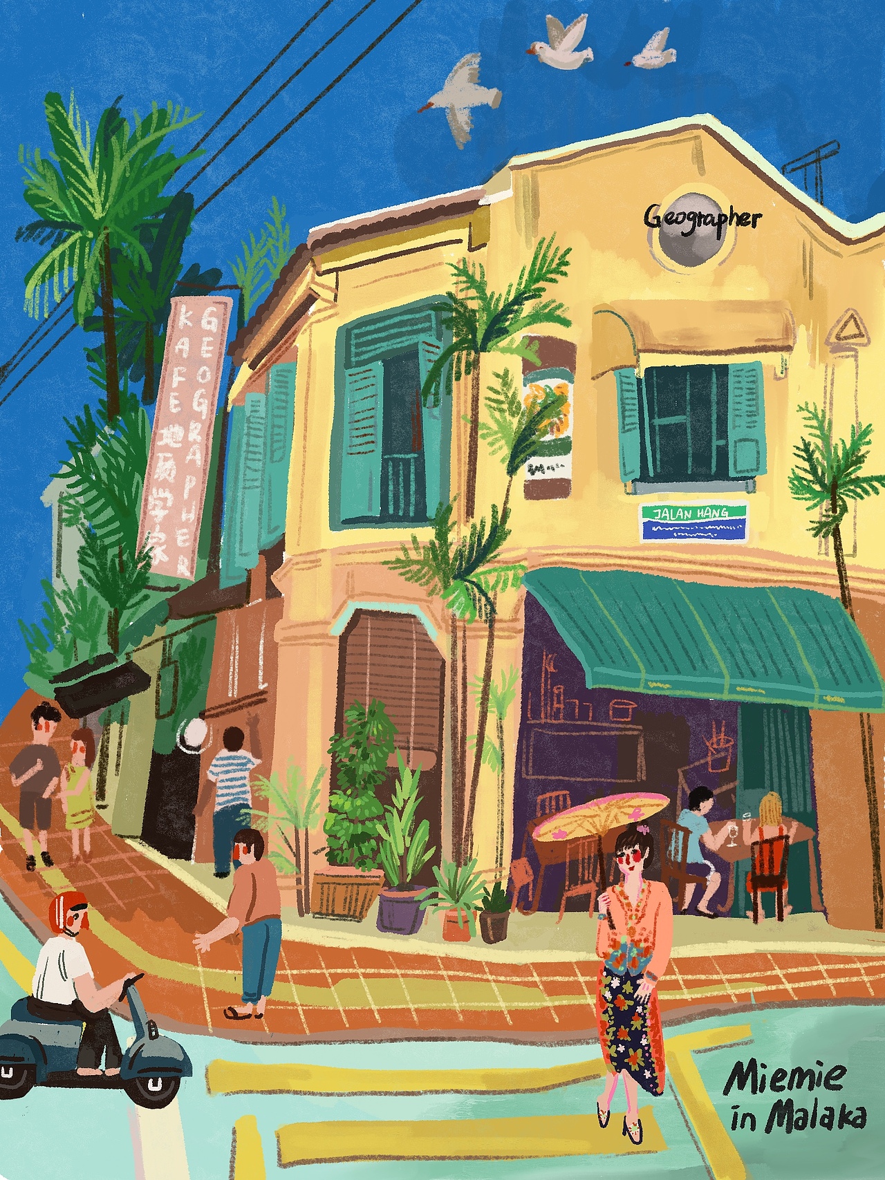 马来西亚旅行手绘插画&手绘地图