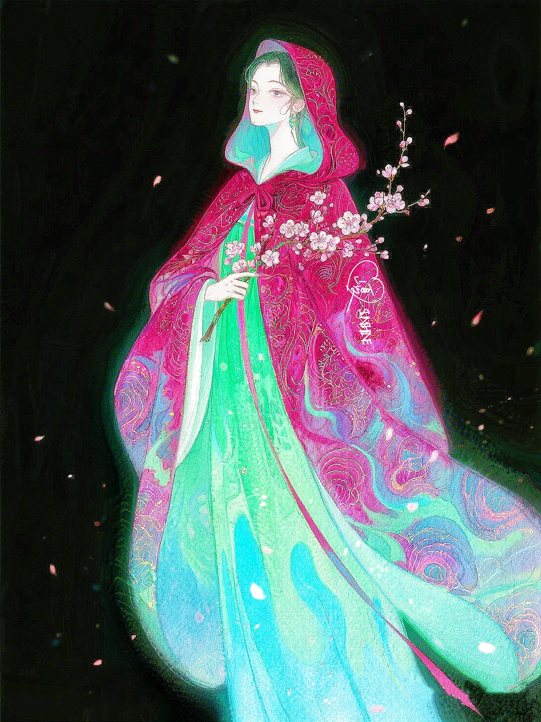 天青垂水,素色溶漾都净。柳径无人,堕絮飞无影。