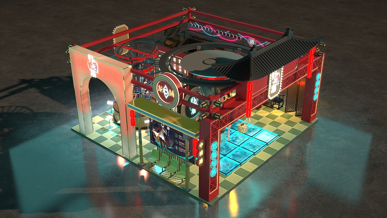 归龙潮游戏展台（图ZMzkwMDE2ODg0） - 其他三维 - 站酷设计师纬度空间原创素材 - 站酷ZCOOL