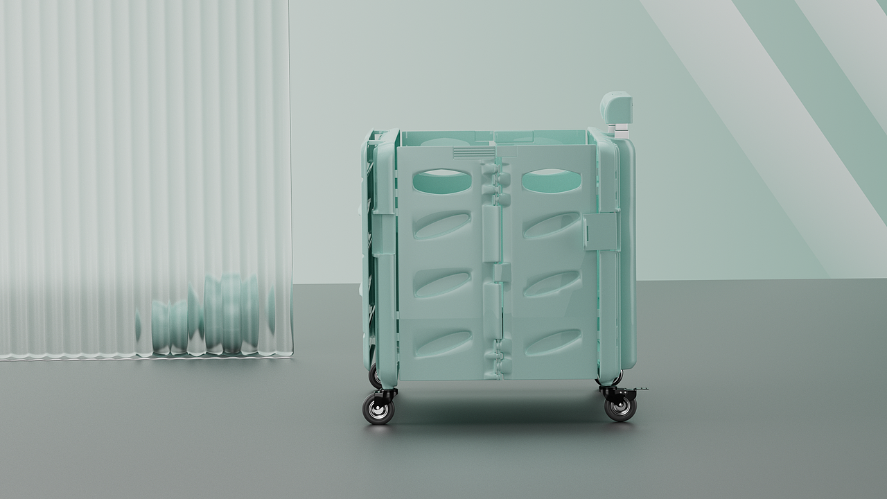 家用便携式折叠拉杆购物车  产品建模+渲染