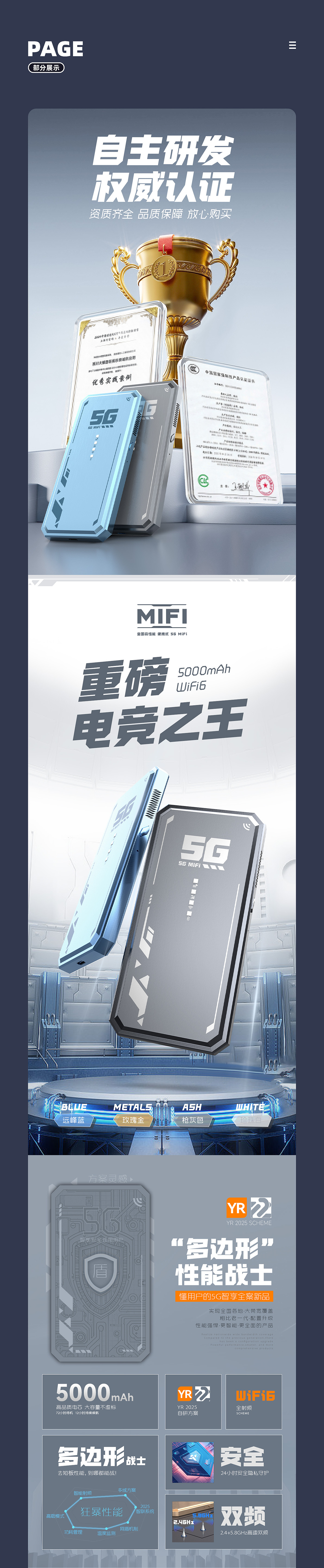 电商设计5G-CPE案例展示5GMiFi详情页设计