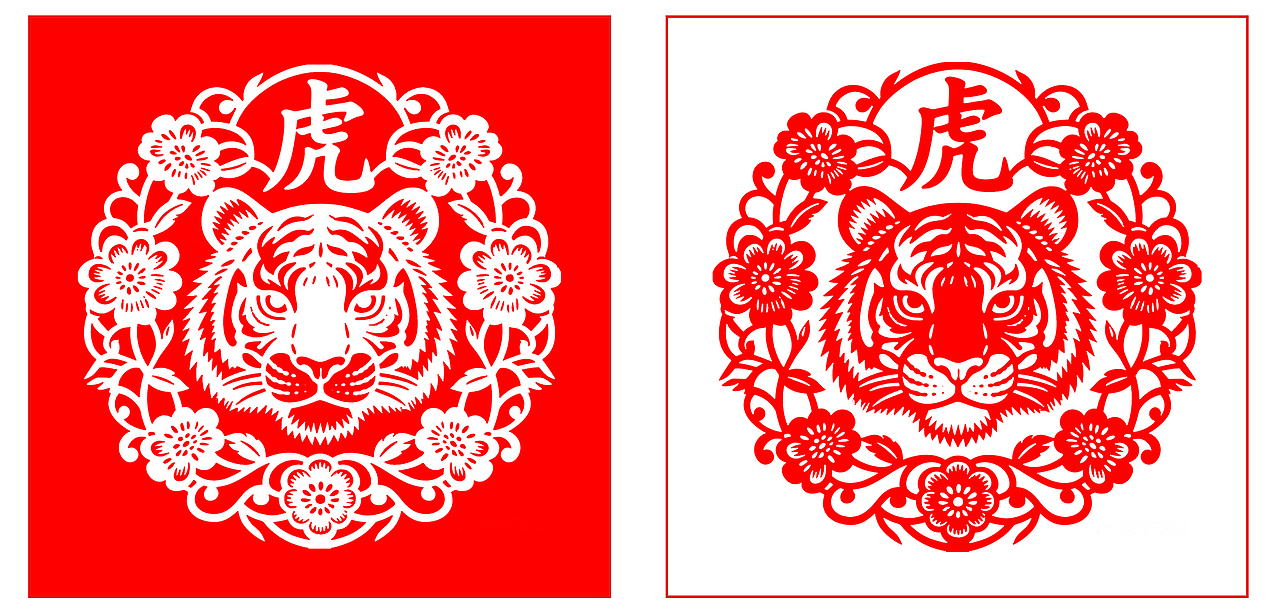 十二生肖剪影 AI人工智能生成 传统红色剪纸风格