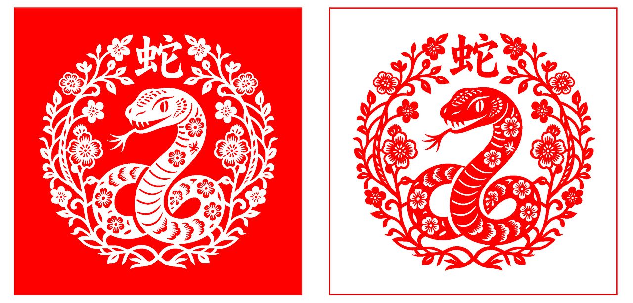 十二生肖剪影 AI人工智能生成 传统红色剪纸风格
