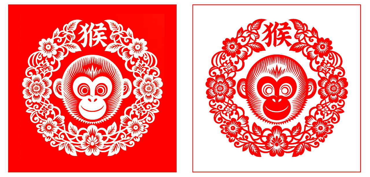 十二生肖剪影 AI人工智能生成 传统红色剪纸风格