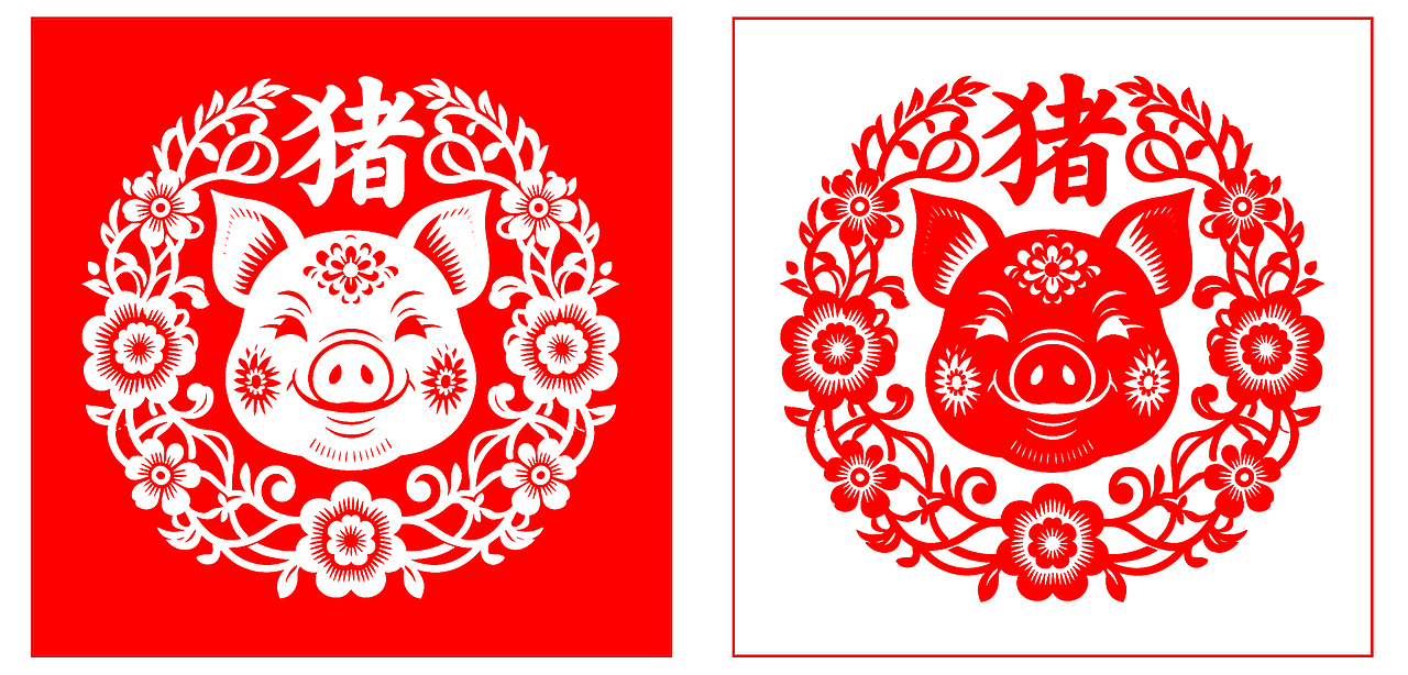十二生肖剪影 AI人工智能生成 传统红色剪纸风格