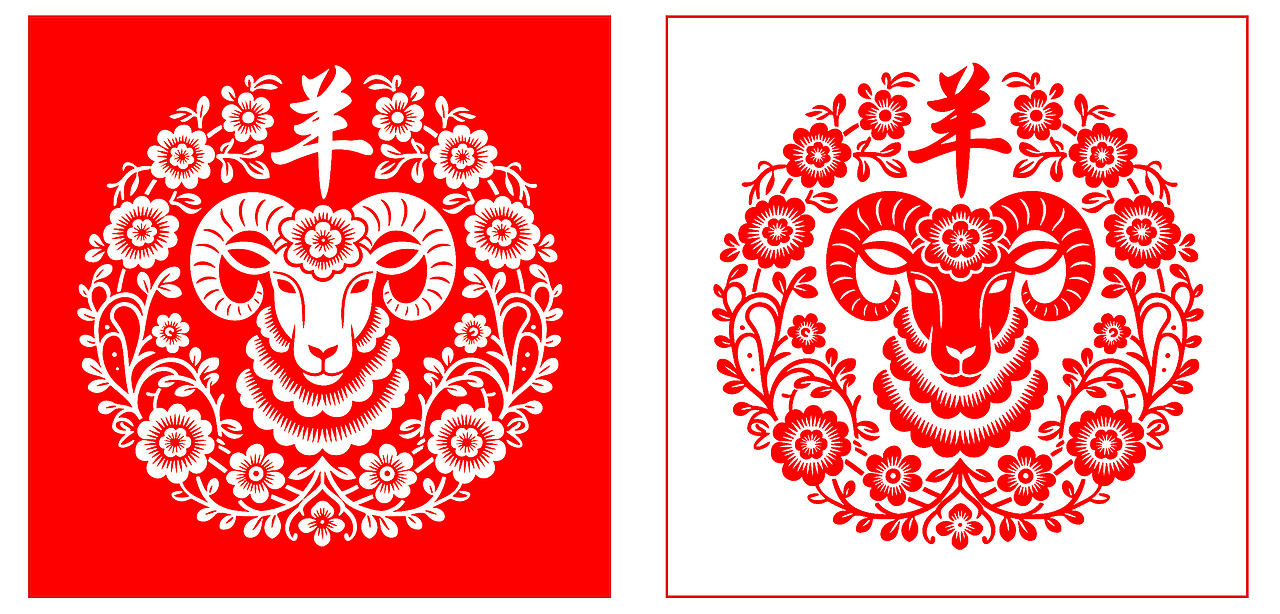 十二生肖剪影 AI人工智能生成 传统红色剪纸风格