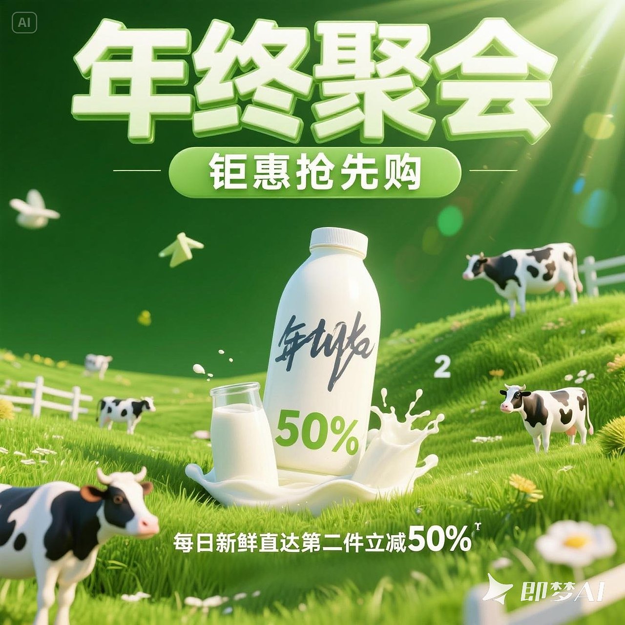 AI生成牛奶海报