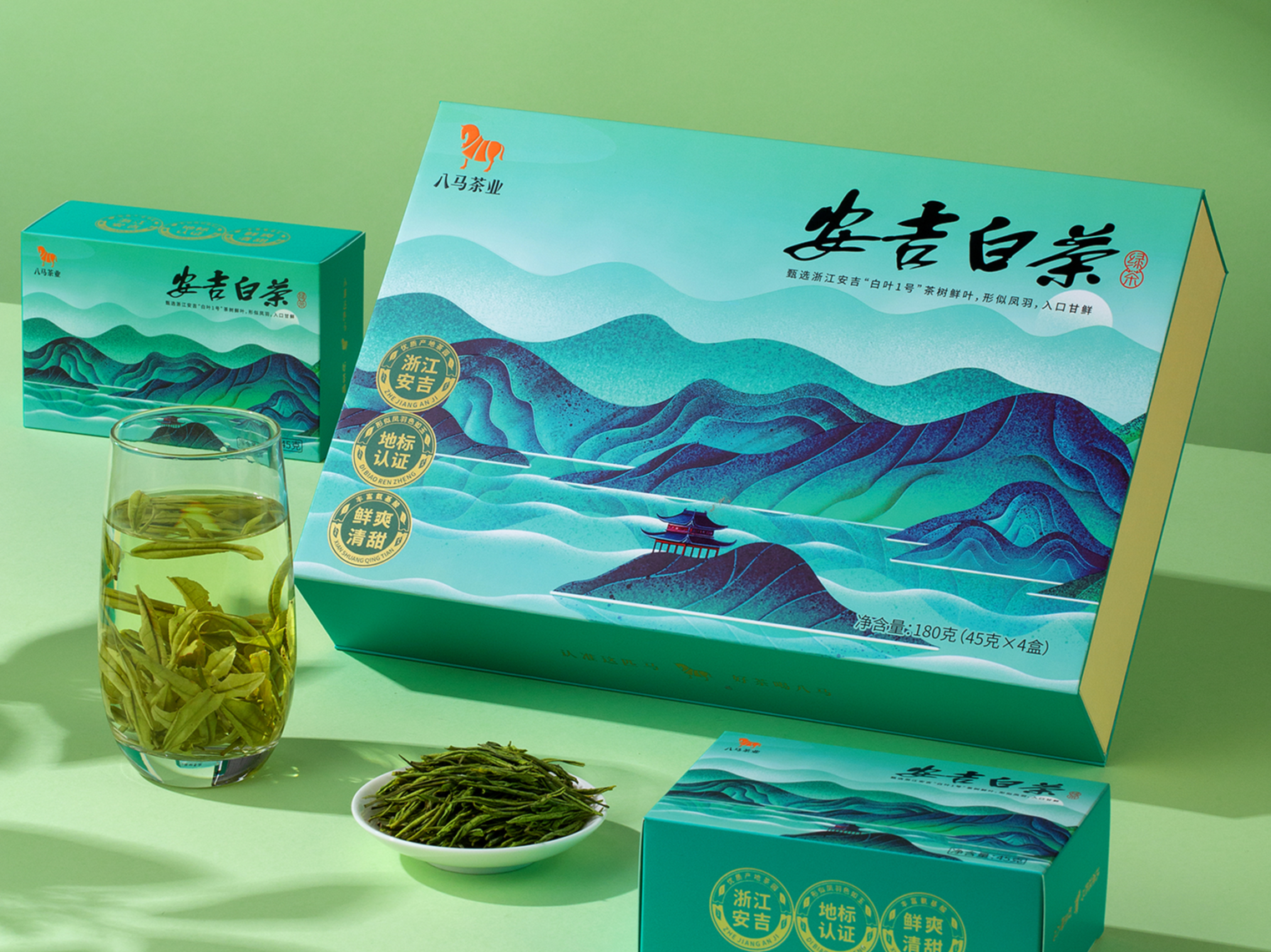 八马茶业 京东专款插画包装设计&lt;碧螺春&安吉白茶&gt;
