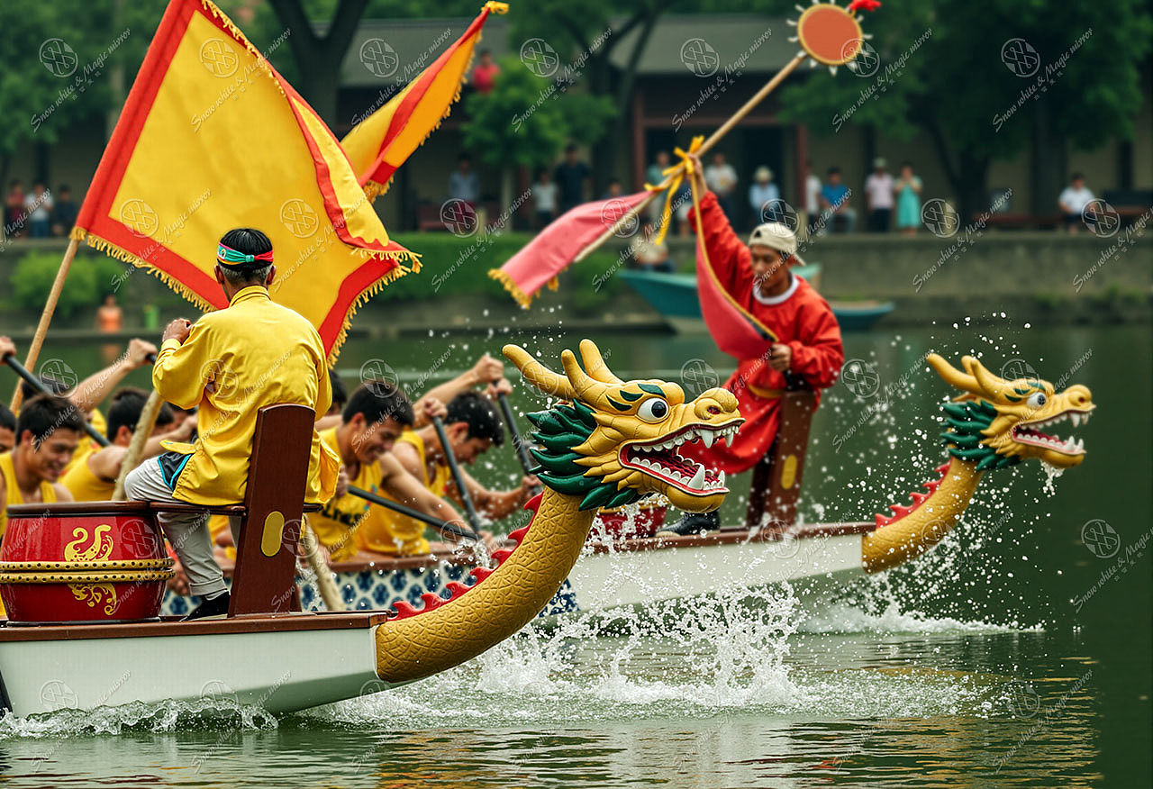 AI虚拟摄影《端午节龙舟竞赛》