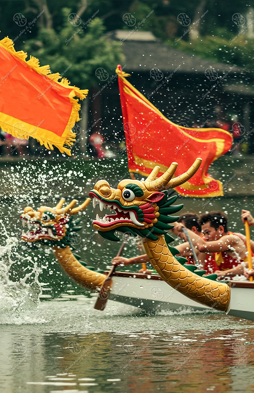 AI虚拟摄影《端午节龙舟竞赛》