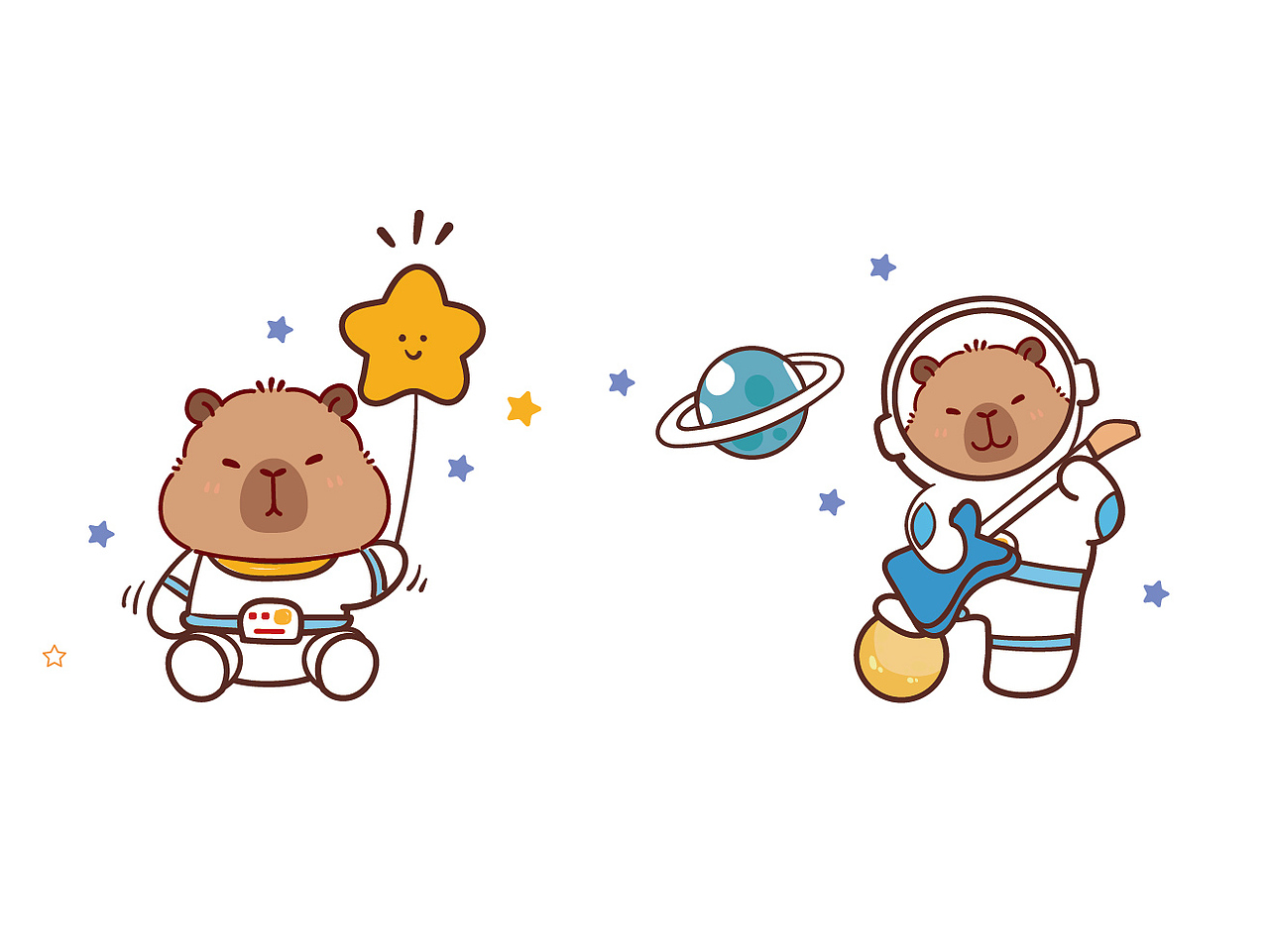 卡皮巴拉插画卡通可爱图片设计扇子设计图