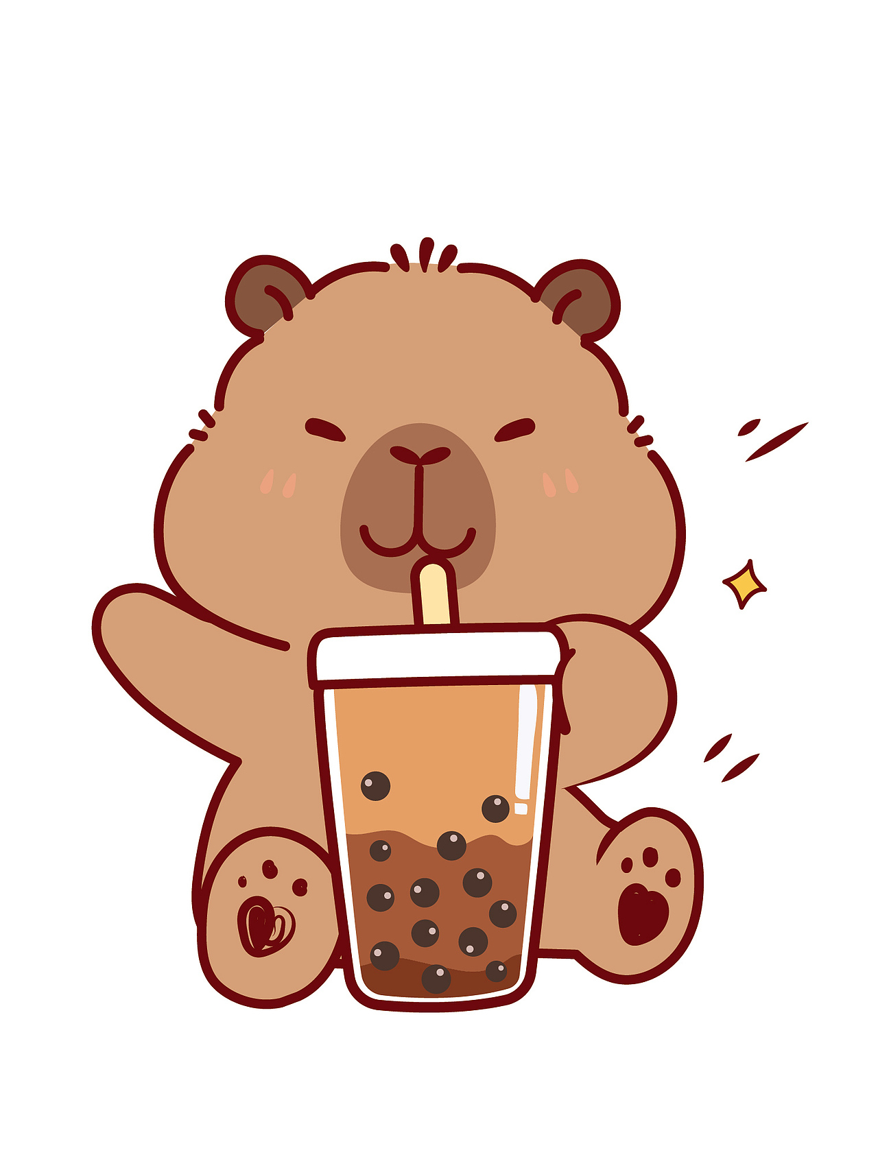 卡皮巴拉吃西瓜夏天系列插画卡通可爱图片设计头像