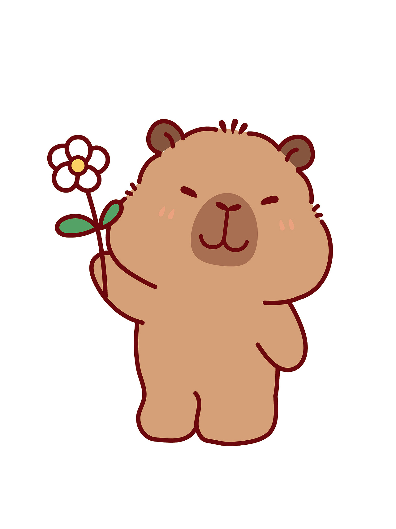 卡皮巴拉吃西瓜夏天系列插画卡通可爱图片设计头像