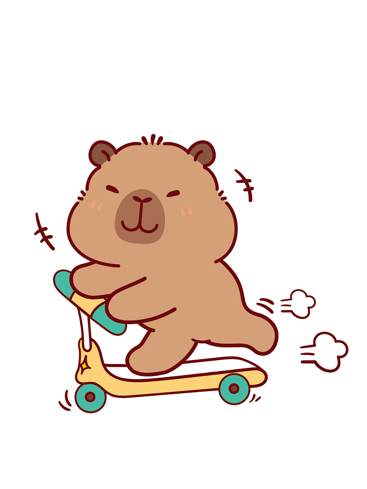 卡皮巴拉吃西瓜夏天系列插画卡通可爱图片设计头像