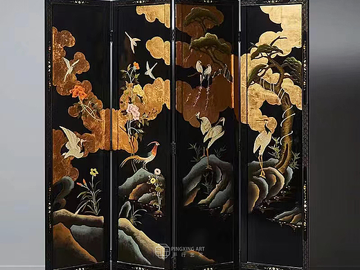 平行艺术｜中式美学—漆画屏风隔断