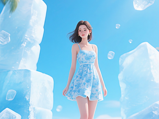 夏季清凉冰爽美女海报