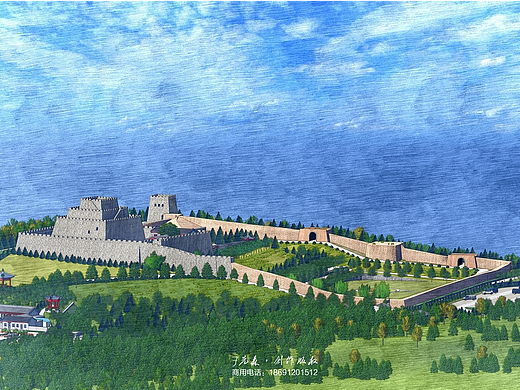 榆林市-镇北台-红石峡旅游景区导览图和艺术渲染