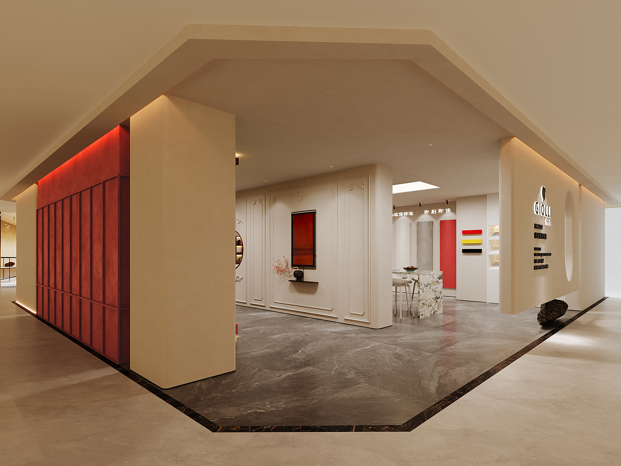 现代艺术涂料展厅、上海卡乐意艺术漆展厅