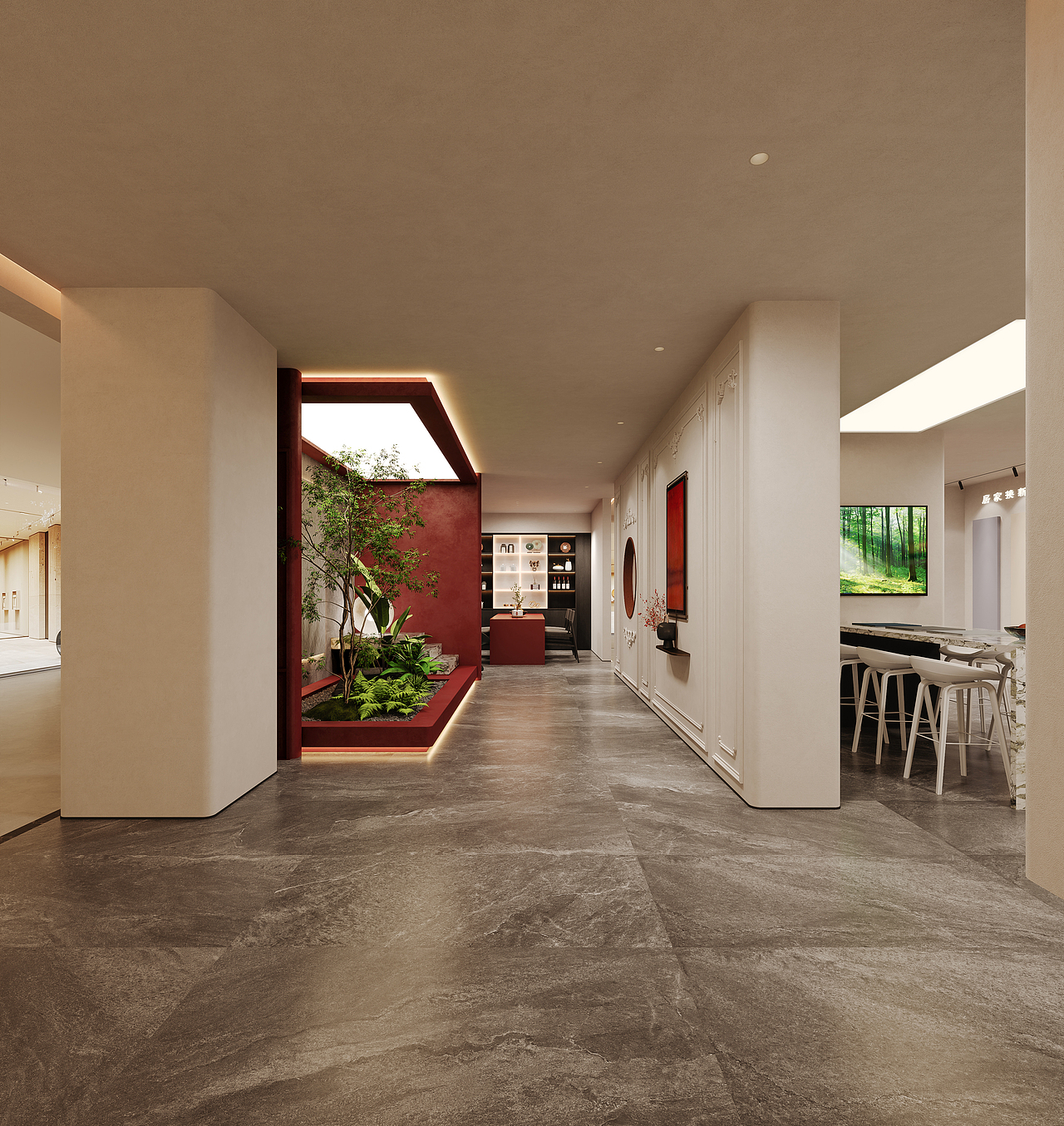 现代艺术涂料展厅、上海卡乐意艺术漆展厅