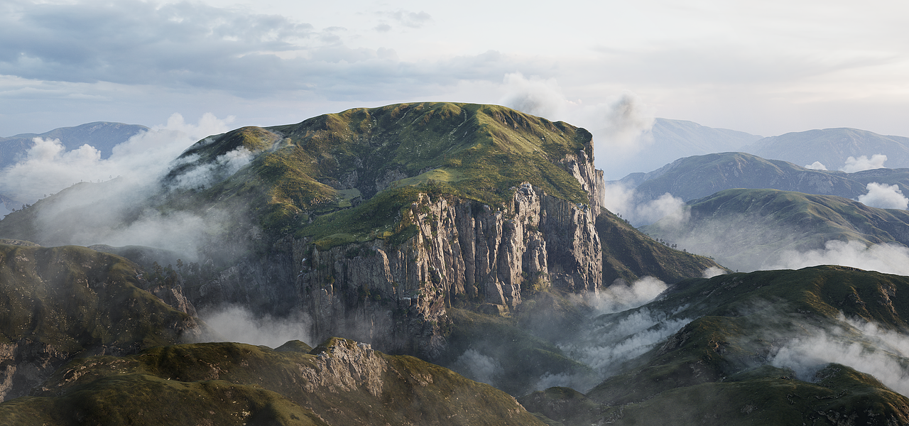 Alpine meadows. This project is very complex. I incorporated a lot of cliffs and mountain groups.