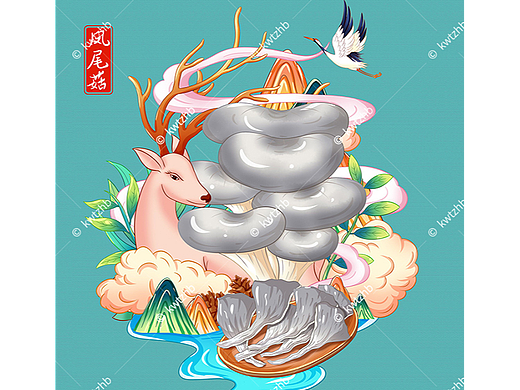 凤尾菇插画手绘